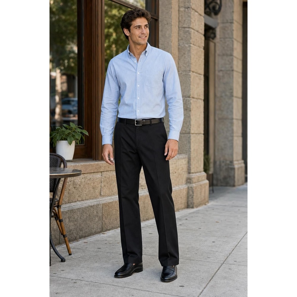 Lee Custom Fit Chino Pants Men's 38x30 Black Comfort Waistband Business Casual